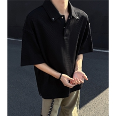 夏季新款美式肌理感短袖polo衫休闲翻领T恤简约复古上衣D415P45，男装T恤，电商A335-1（原A458）