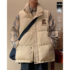 港风冬季新款立领马甲白鸭绒羽绒服男潮宽松男MJ614P115控158，男装羽绒服，电商A268A
