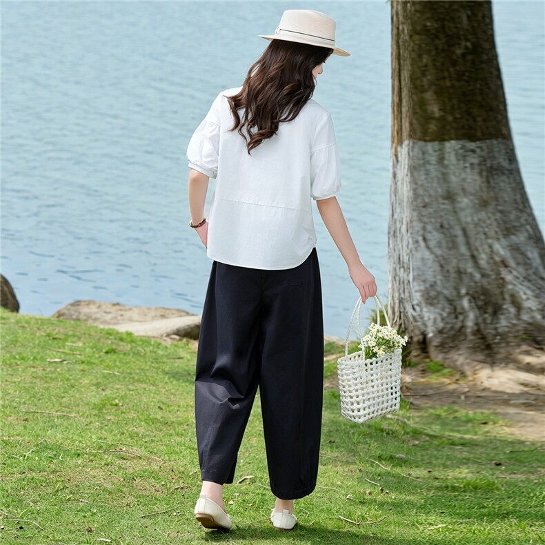 2026年夏季新款时尚水墨印花衬衫裤子两件套,女装套装/套裙,依路服饰