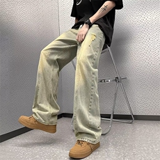 秋冬男款加绒水洗做旧牛仔裤潮牌宽松加厚保暖休闲百搭直筒裤，男装牛仔裤，星座410-6（原星座1304-1）