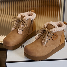 加绒平底雪地靴2024冬季新款休闲棉鞋复古百搭女鞋厚底增高靴子女，女鞋雪地靴，电商A223