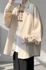8XL-M特大码风棉麻长袖盘扣亚麻刺绣衬衫男新中式CS510P65，男装衬衫，电商D206-1