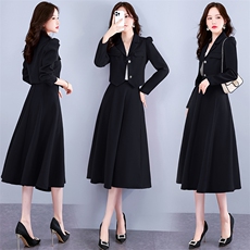 小西装套裙女秋2025春秋季新款气质修身显瘦百搭潮流连衣裙两件套，女装套装/套裙，卡杰菲