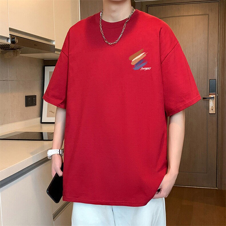 T850大码宽松纯棉运动圆领体恤衫oversize短袖T恤男重磅T,男装T恤,星座304A-1