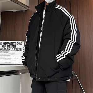 两面穿条纹冲锋棉服男款冬季潮牌高级感满天星外套防寒保暖面包衣图片