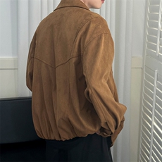 现货新款鹿皮绒夹克外套男宽松休闲日系短款上衣A351-AJ2599-P115，男装夹克，电商A351