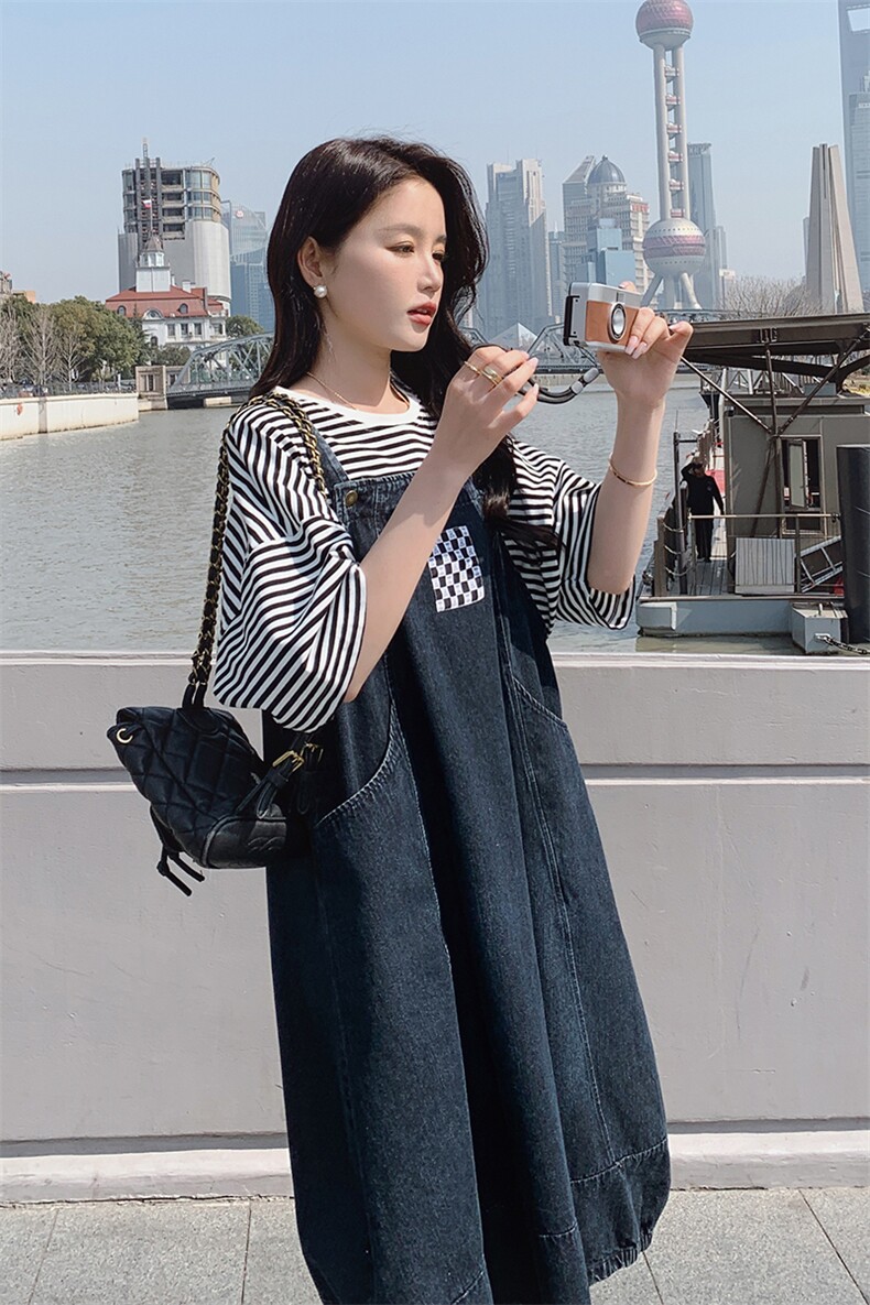 春现减龄简约花苞裙牛仔灯笼裙套装B190-F8707-P105-K158-T40-k1,女装套装/套裙,2B190
