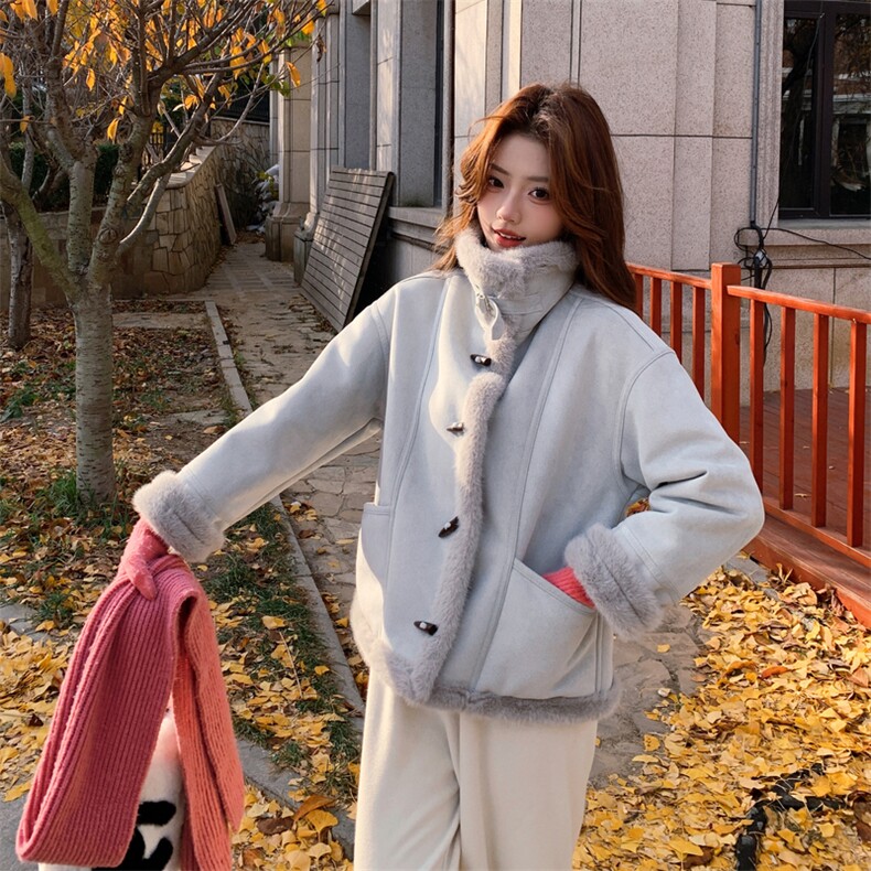 有货雾霾蓝水貂毛皮毛一体2C090-9008-P205-K308,女装短外套,2C090