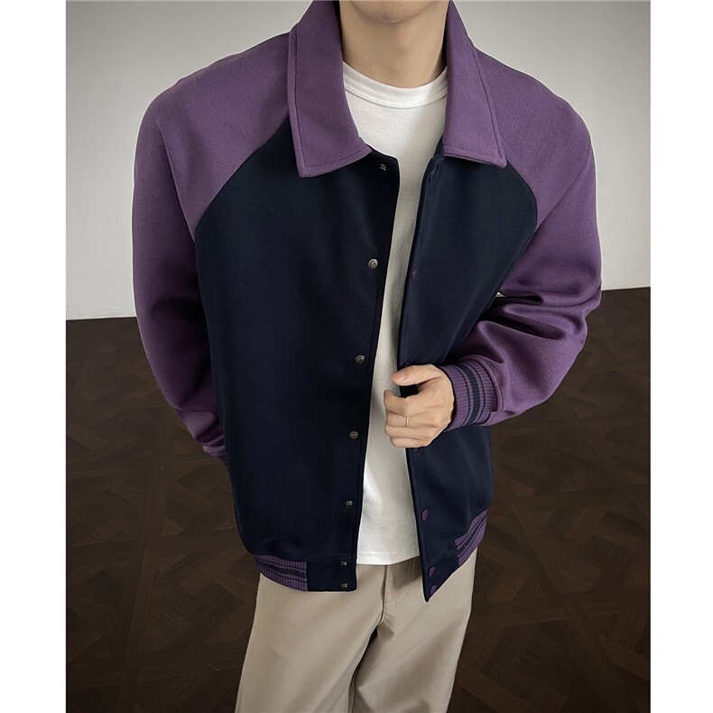 重磅420克boxy短款开衫翻领卫衣外套棒球服撞色外套男D9898-P68,女装短外套,星座610B-1