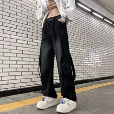 24年水洗黄泥色宽松直筒牛仔裤男美式复古百搭潮流长裤子-Y91500，男装牛仔裤，星座601-2
