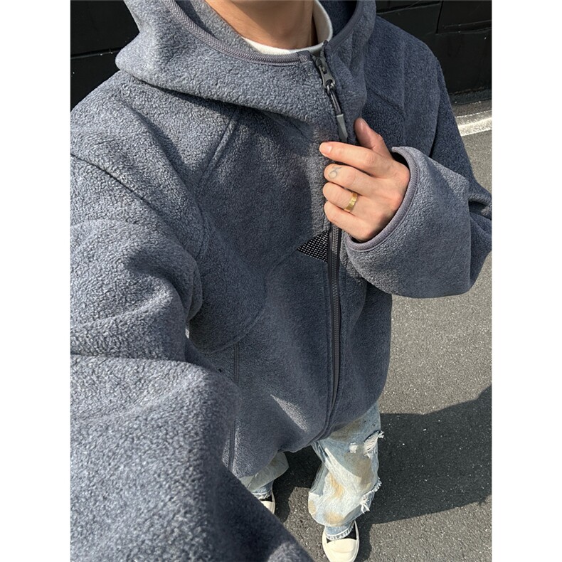 图450克加厚摇粒绒结构设计冬季保暖连帽棉衣外套男P75,男装棉衣,电商C306-1