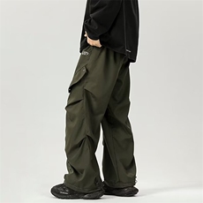 美式高街工装伞兵裤男夏季新款潮牌宽松复古直筒休闲裤子YK71/P38，男装休闲裤，星座506