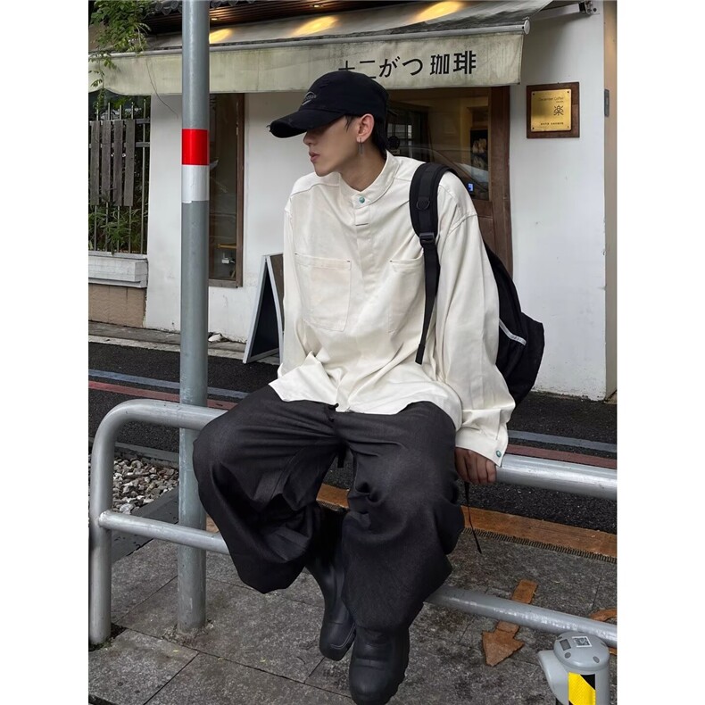春秋季长袖衬衫男生休闲宽松中性风ins百搭衬衣外套潮L70266-p39,男装衬衫,星座1008