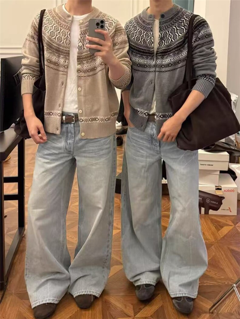 秋冬新款费尔岛老钱风针织毛衣开衫百搭外套MY2596批70,男装针织衫/毛衣,星座1411A-6
