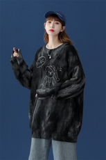 中性风22秋冬手绘带帽小熊图案套头圆领毛衣M08P65控88，男装针织衫/毛衣，A247A