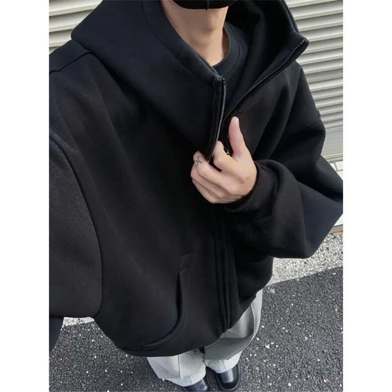 2025秋冬新款加绒加厚连帽开衫外套，女装短外套，电商A336-2