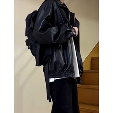 cleanfit黑色短款皮衣外套男春秋季痞帅高级感美式立领夹克机车服，男装皮衣，星座1008