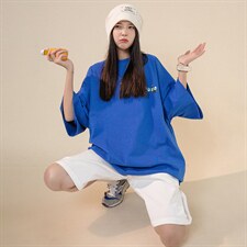 数据款春夏新款宽松玫瑰花朵印花休闲短袖T恤T6047P25控38，男装T恤，电商A268