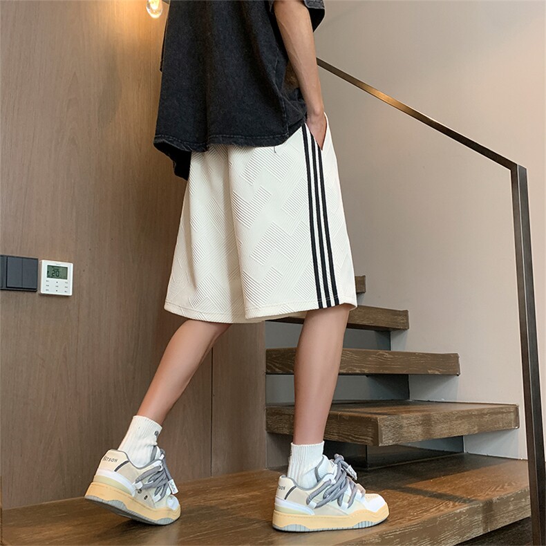 侧边竖条纹短裤X5511-TP30控价48宽松直筒百搭阔腿五分裤条纹裤,男装休闲裤,电商A102-1