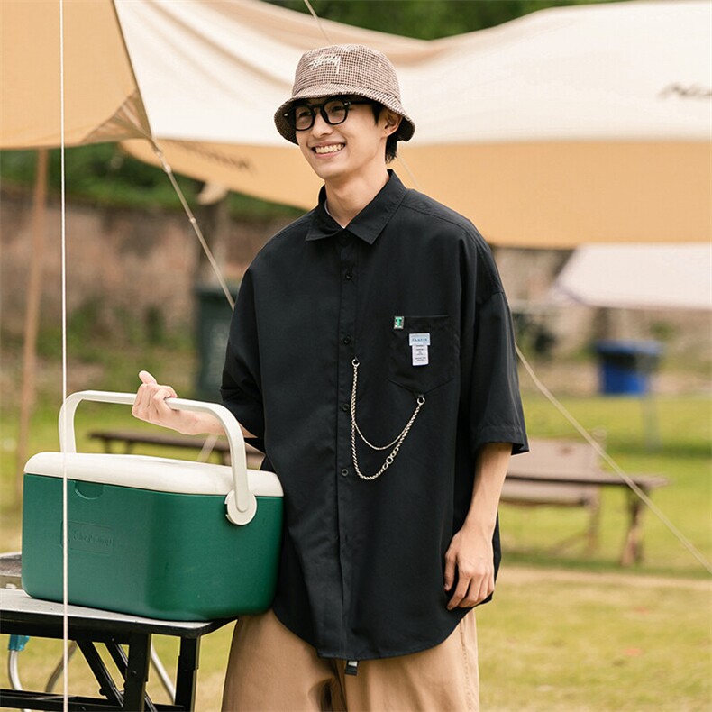2025夏季新款cityboy大码链子挂坠短袖衬衫M-5XHC22275-特P25,男装衬衫,电商A022