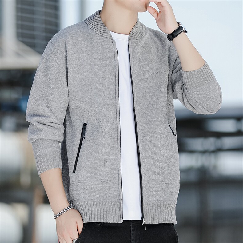 春秋新款棒球服男毛衣针织开衫上衣外套宽松毛线衫8937  P40图片