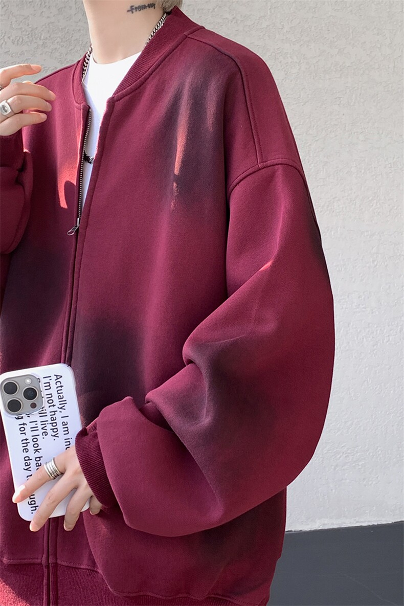 美式高街vibe废土风做旧开衫卫衣夹克男氛围感外套情侣装WY25P88,男装夹克,电商D206-1