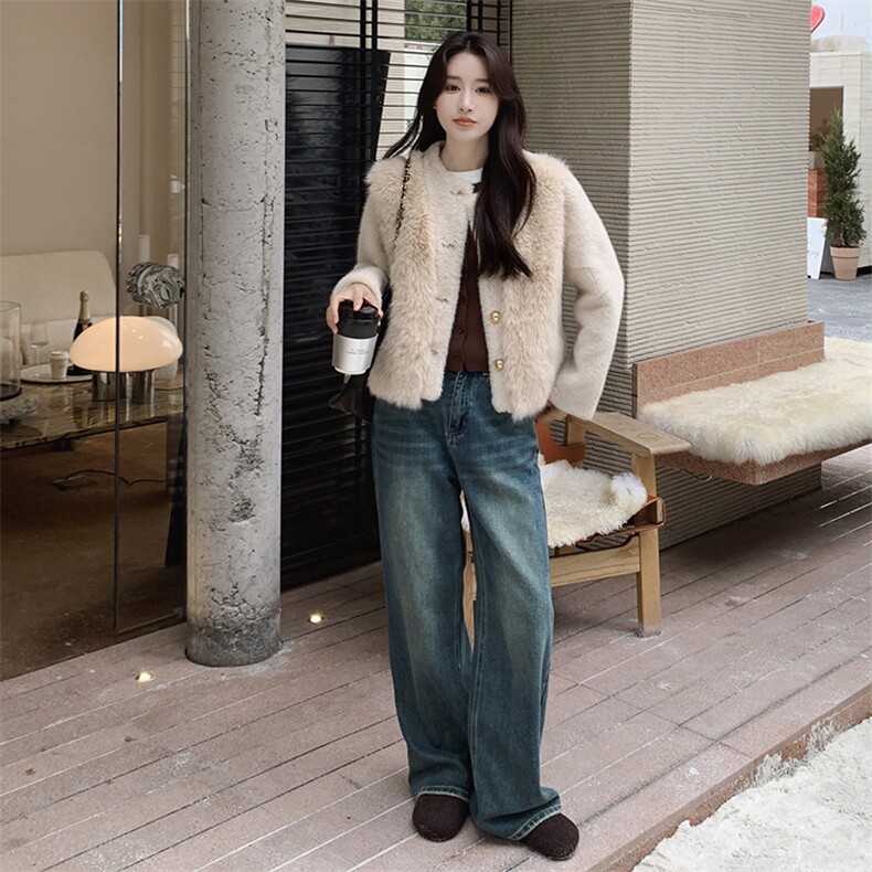 现货2025新款仿皮草外套气质毛绒女外套2C212-G12-P175-K258,女装短外套,2C212