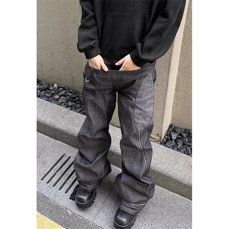 水洗做旧cleanfit牛仔裤男高街微喇弯刀vibe显瘦黑色裤子NC659,男装牛仔裤,星座1116A（原606A-3）