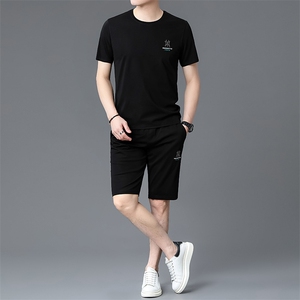 2023夏季新款时尚短袖男士休闲运动套装男式两件套图片
