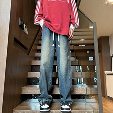 秋季新款松紧腰条纹牛仔裤直筒B342-K9018-特P48，男装牛仔裤，电商B342