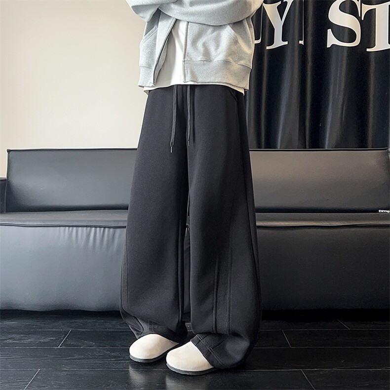 K25101批45控68 秋季美式弯刀裤罗纹拼接休闲裤百搭长裤子男裤图片