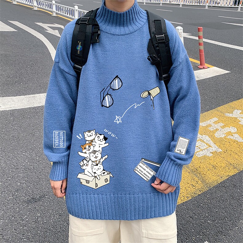 M18115-P45加绒款-P65半高领毛衣男士大码针织衫男毛线衣男,男装针织衫/毛衣,电商A040