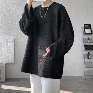8XL-M 肌理感长袖T恤男宽松重磅上衣痞帅高级感内搭打底衫P45控68图片