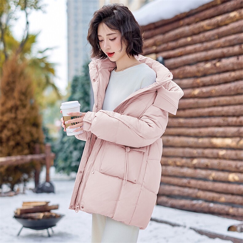 【冬季新品】马卡龙色系中长款连帽羽绒服女-洋气减龄温暖羽绒服,女装羽绒服,慕依路