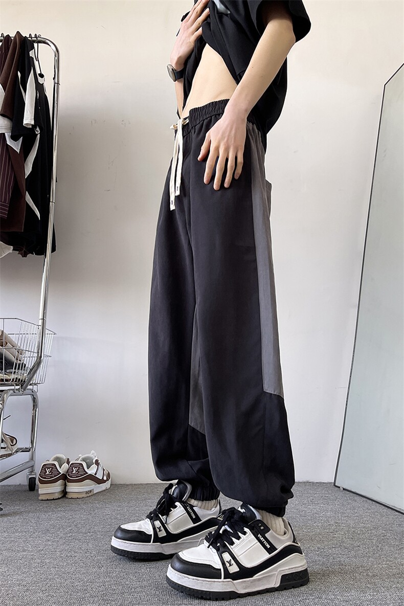 8XL-M束脚运动裤男士宽松百搭潮拼接休闲卫裤加肥加大码K969p35,男装休闲裤,电商D206-1