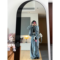 【有货】美式复古垫肩牛仔外套男女款潮牌条纹夹克J7009HH-特P70，男装夹克，星座1007（原301D）