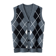 男女通用春秋冬菱形马甲，童装儿童羊绒衫，奥赛羊绒童装