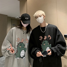 华夫格卫衣圆领卫衣男大码长袖t恤男外套HW76037-P30加绒款-P40，男装卫衣，电商A040