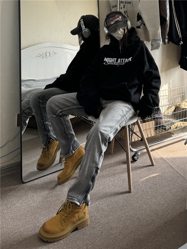 裤口拉链美式高街vibe牛仔裤设计感XZ310A-4-NZ09-P55,男装牛仔裤,星座310A-4
