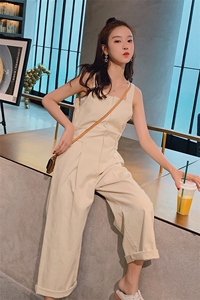 夏款现货 工装连体裤女宽松背带阔腿裤163-0606-P95-控138图片