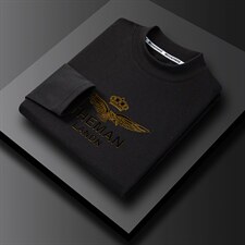 YJ1296男士2023年春季新款长袖体恤青年圆领套头t恤P45，男装T恤，电商B360