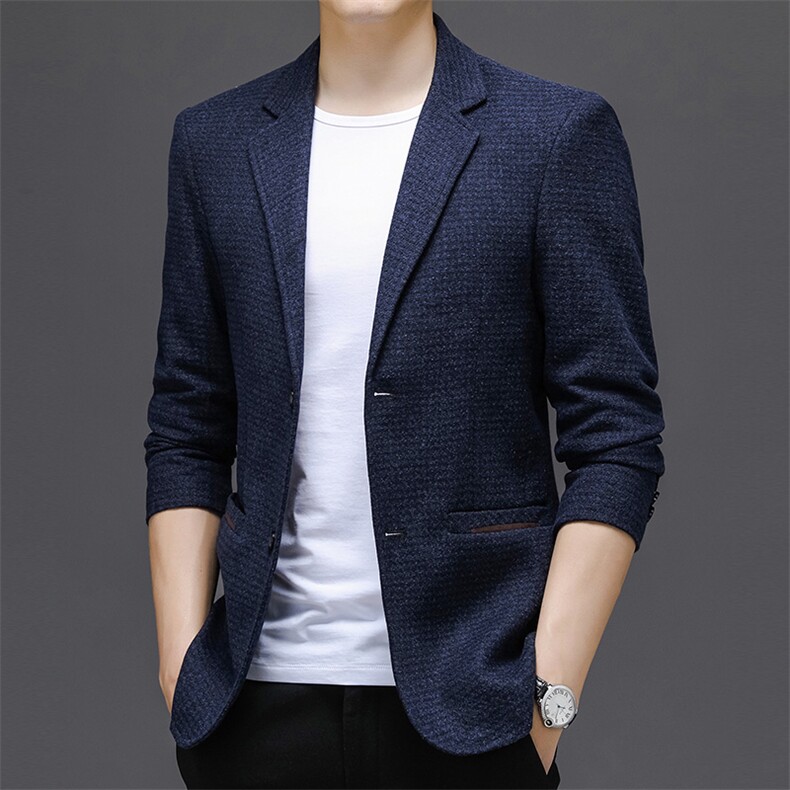 中老年单排扣春季长袖2023年翻领口袋上衣时尚西服SFT9609,男装西服,钱塘6003（原4033）