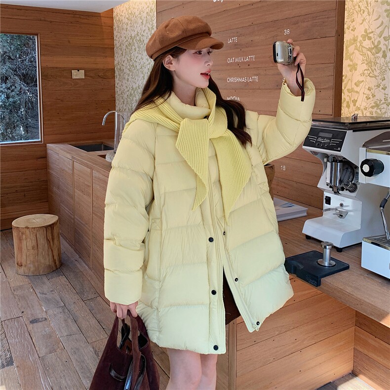 现货可推2025冬装新款90白鸭绒加厚中长款泡芙羽绒服女，女装羽绒服，时尚风爆