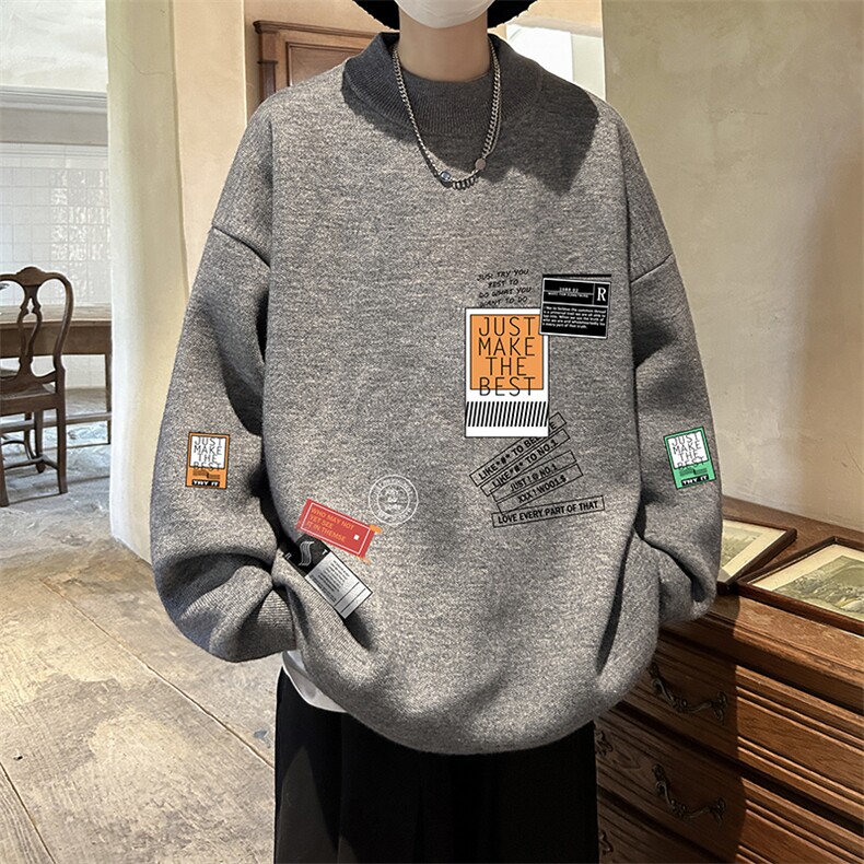 控68半高领毛衣男士大码针织衫男毛线衣男M18121-P45加绒款-P65,男装针织衫/毛衣,电商A040