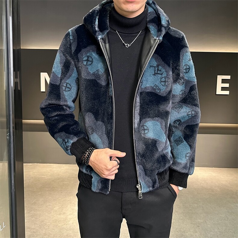 冬季男士时尚加厚仿皮草保暖爸爸装商务夹克外套ZX8883-P245图片