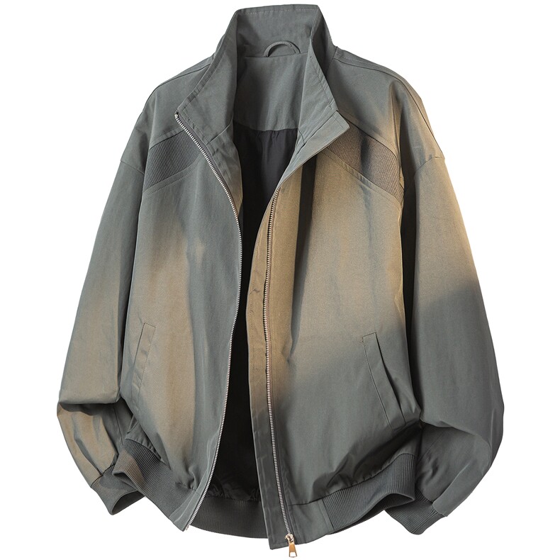 JK008立体白底春装拼接工装立领夹克聚酯纤维(M-5XL)TP35,男装夹克,电商A088
