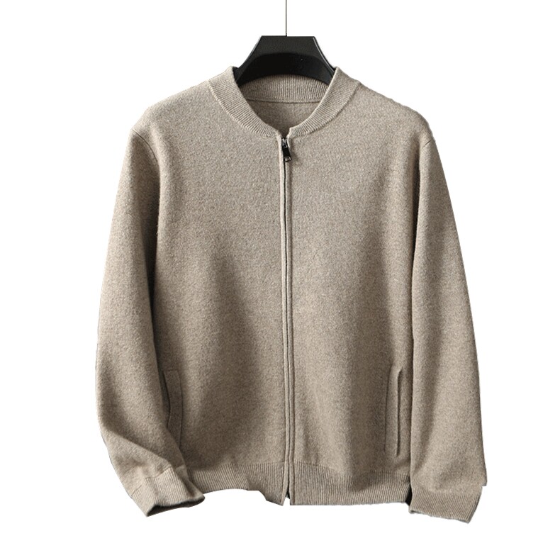 时尚男士秋冬新款简约休闲羊绒棒球服高品质保暖舒适,男装羊绒开衫,台绒羊绒