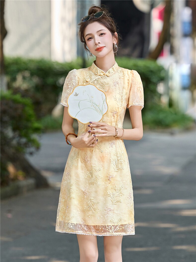 新中式国风连衣裙女2025夏新款高端轻奢精致刺绣气质显瘦旗袍裙,女装连衣裙,艾仟回(原伊仟回)