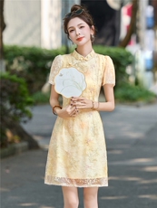 新中式国风连衣裙女2025夏新款高端轻奢精致刺绣气质显瘦旗袍裙，女装连衣裙，艾仟回(原伊仟回)