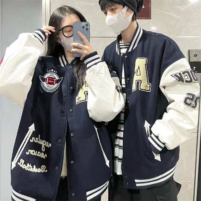 【有货】DM05-P58美式复古高街棒球服男女ins潮新款情侣外套夹克,男装夹克,星座603-2